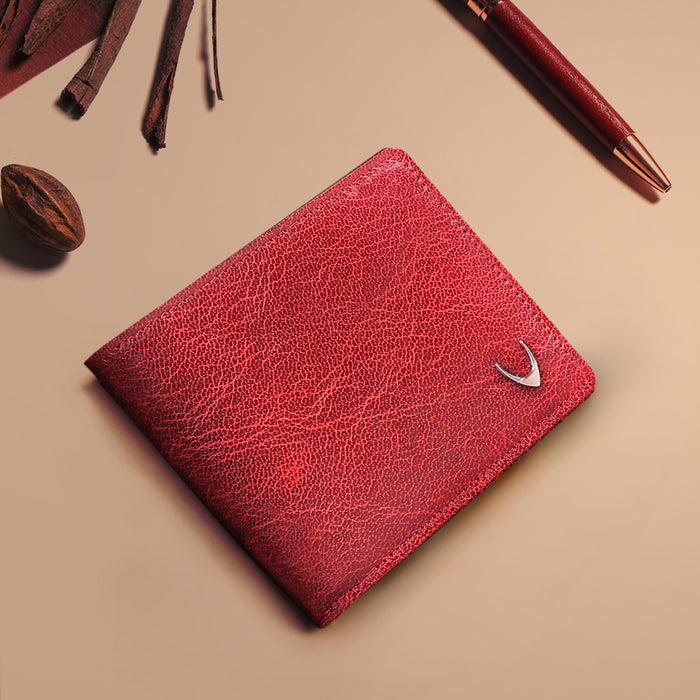 Ee Myw-05A  Red Leather Bi-Fold Wallet
