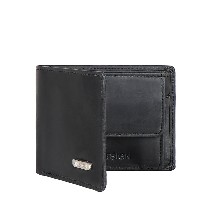 Ee Myw-06  Black Leather Bi-Fold Wallet