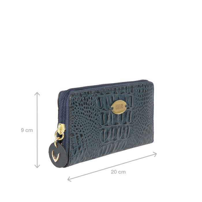 Ee Naomi W1-M Blue Leather Zip Around Wallet