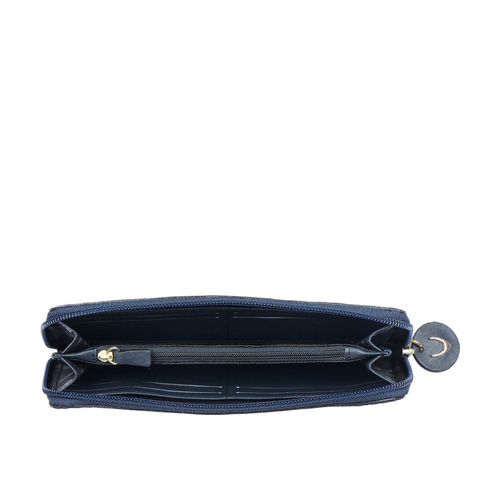 Ee Naomi W1-M Blue Leather Zip Around Wallet