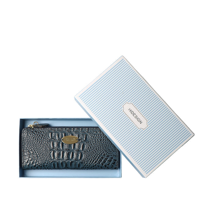 Ee Naomi W1-M Blue Leather Zip Around Wallet