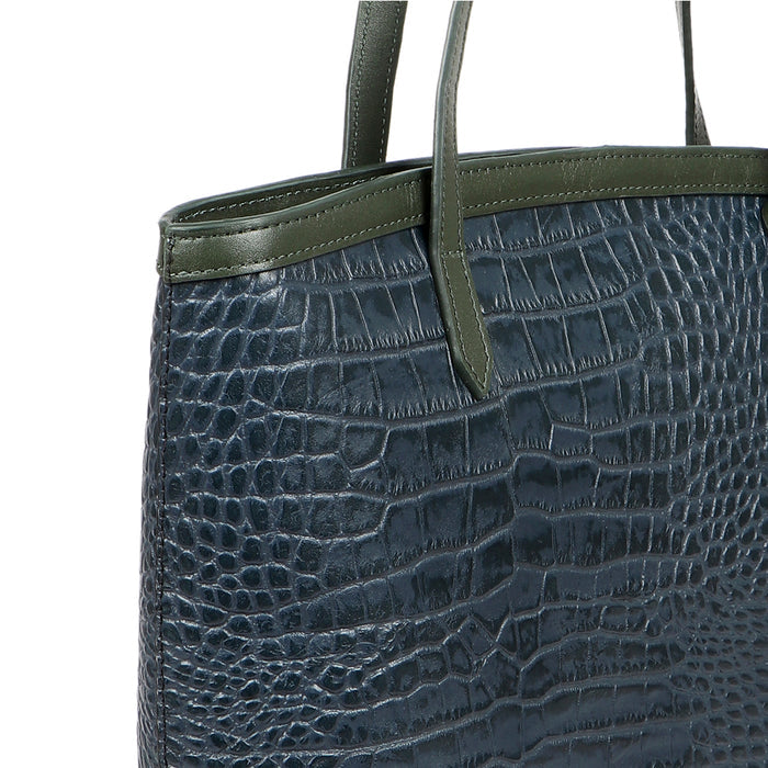 Ee Oprah 03 Blue Leather Tote Bag