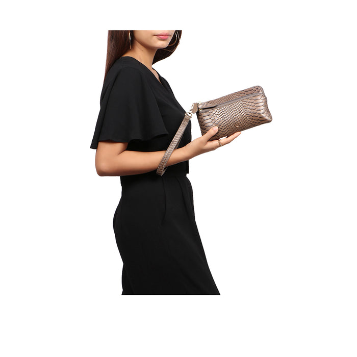 Ee Paola W1  Grey Leather Clutch Wallet