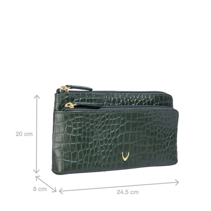 Ee Paola W1E Green Leather Clutch Wallet