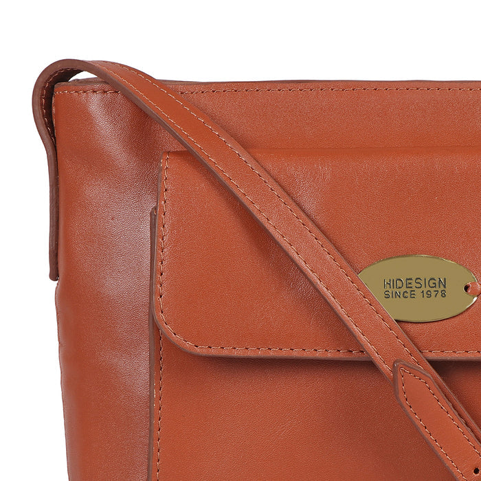 Ee Pink Tan Leather Sling Bag