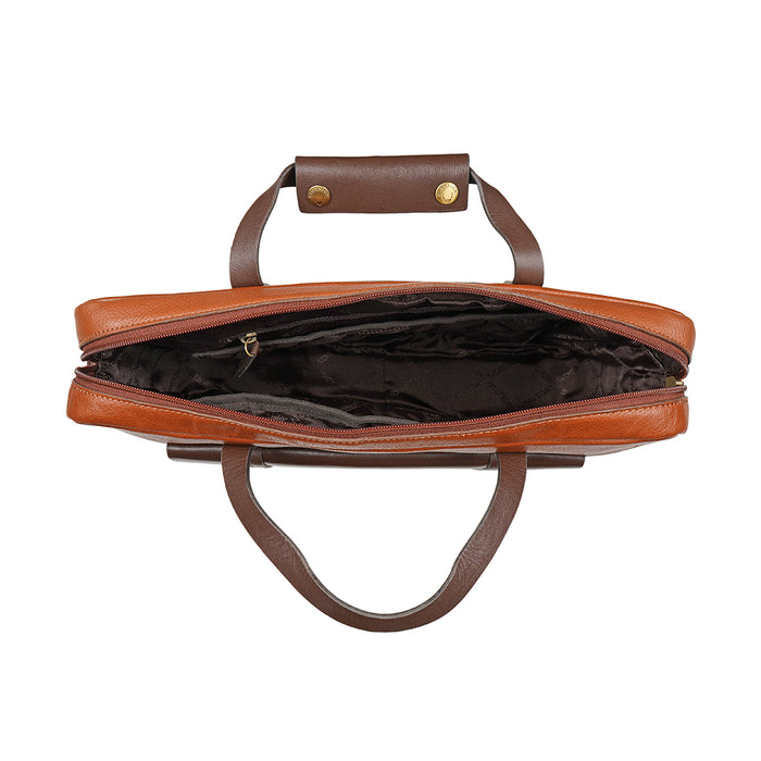Ee Ronaldo 01 Tan Leather  Briefcase