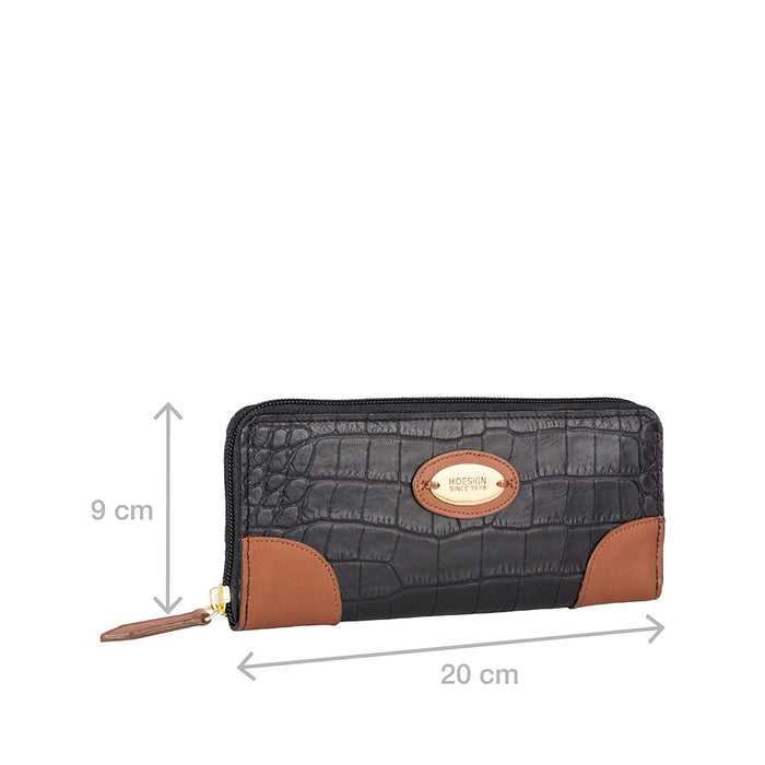 Ee Saturn W2  Black Leather Zip Around Wallet