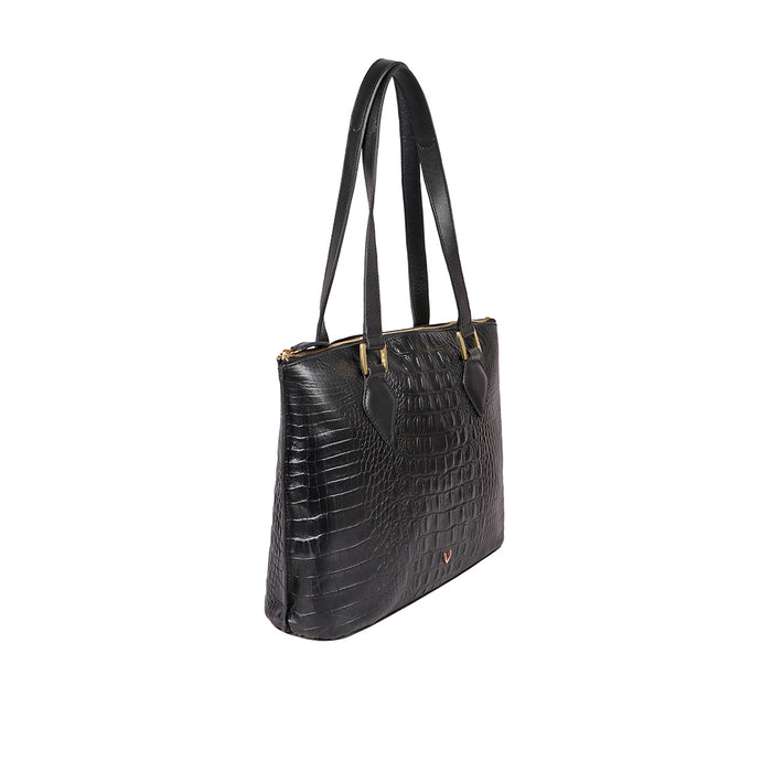 Ee Scorpio 02 Black Leather Tote Bag