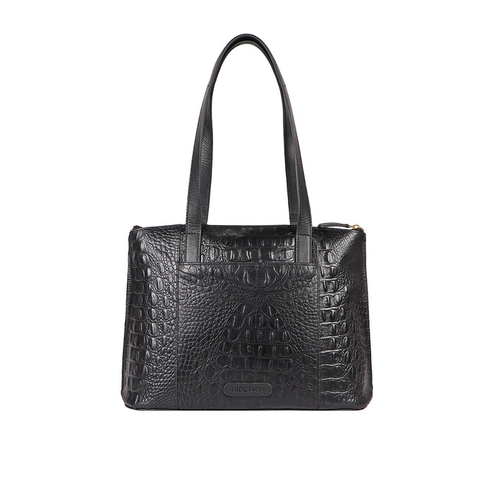 Ee Scorpio 02 Black Leather Tote Bag