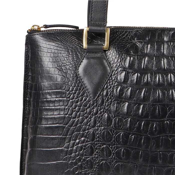 Ee Scorpio 02 Black Leather Tote Bag