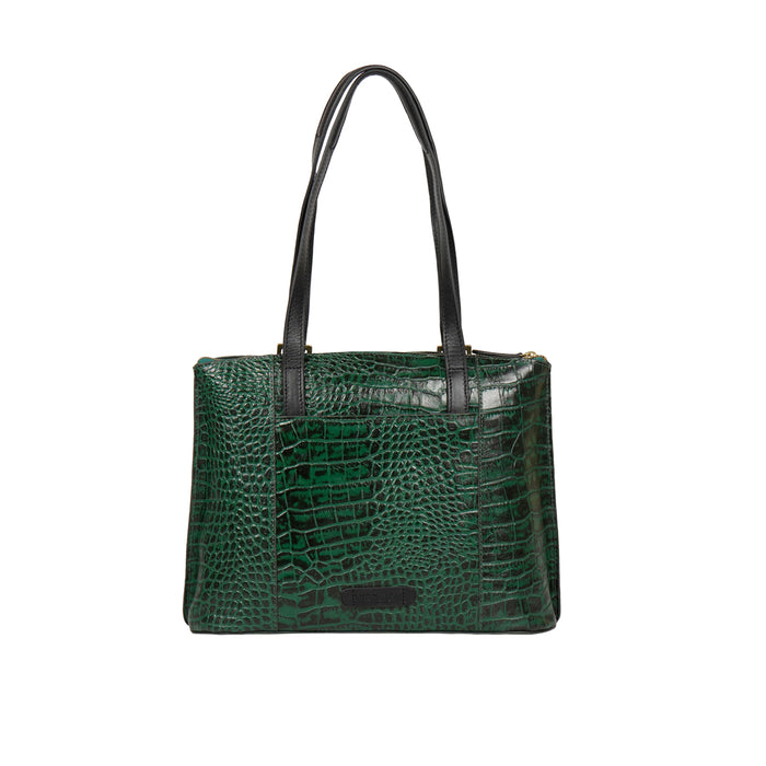 Ee Scorpio 02 Green Leather Tote Bag