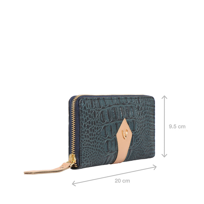Ee Scorpio W2-M Blue Leather Zip Around Wallet