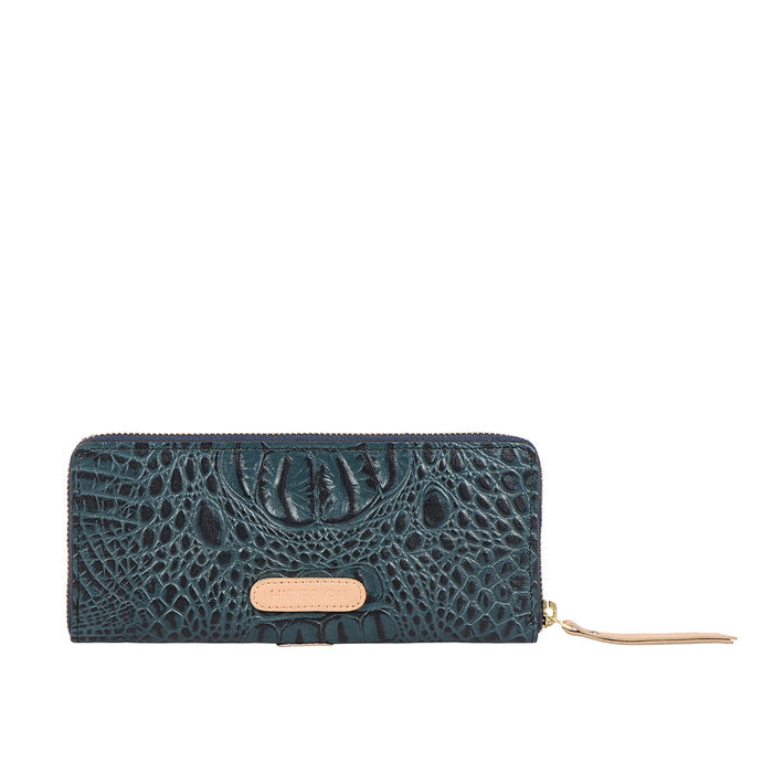 Ee Scorpio W2-M Blue Leather Zip Around Wallet