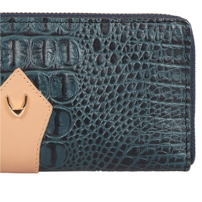 Ee Scorpio W2-M Blue Leather Zip Around Wallet