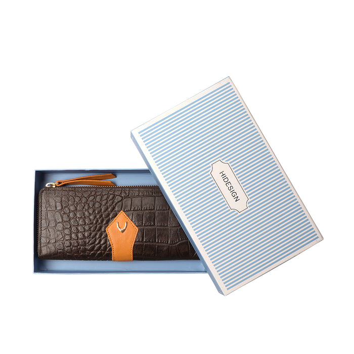 Ee Scorpio W2-M Brown Leather Zip Around Wallet