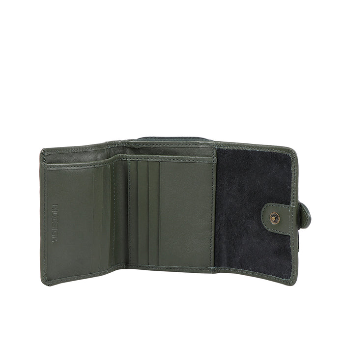 Ee Shanghai W3 Green Leather Trifold Wallet
