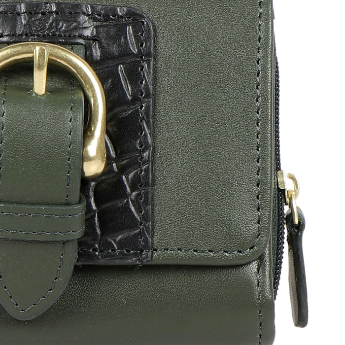 Ee Shanghai W3 Green Leather Trifold Wallet