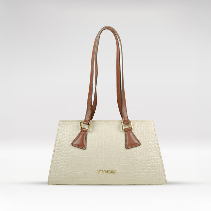 Ee Spruce 03-M White Leather Shoulder Bag