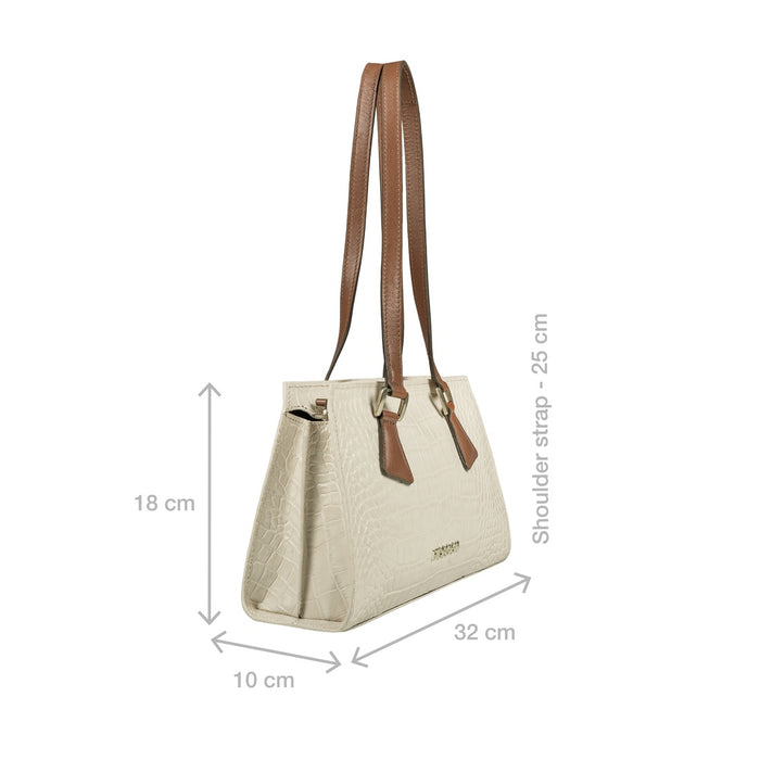 Ee Spruce 03-M White Leather Shoulder Bag