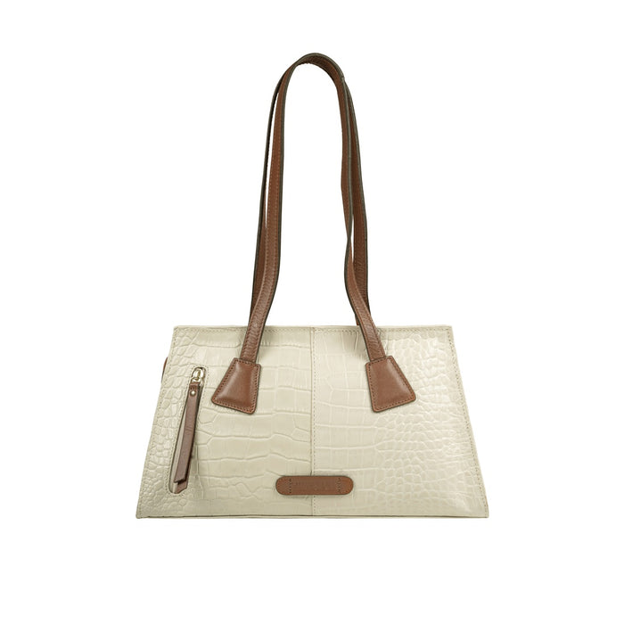 Ee Spruce 03-M White Leather Shoulder Bag