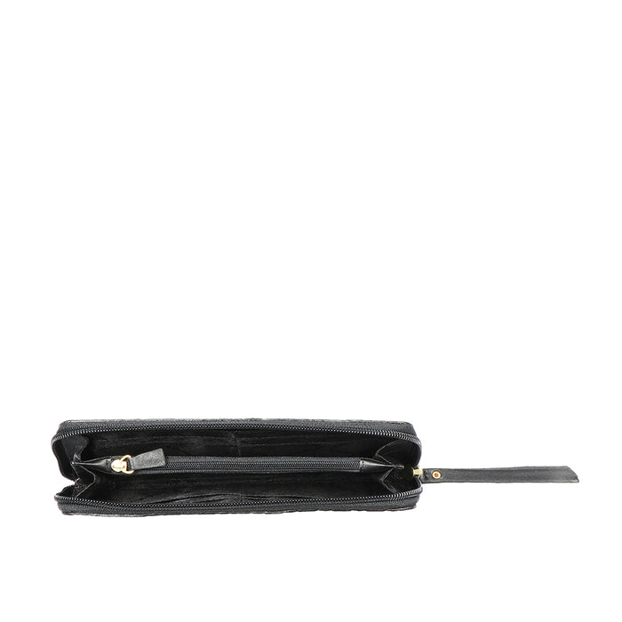 Ee Spruce W1-M Black Leather Zip Around Wallet