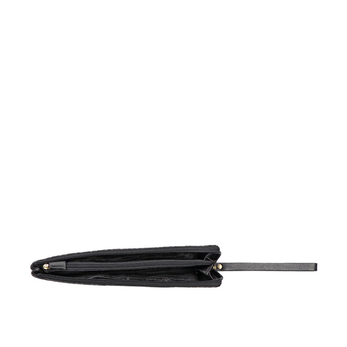Ee Spruce W3-M Black Leather Zip Around Wallet