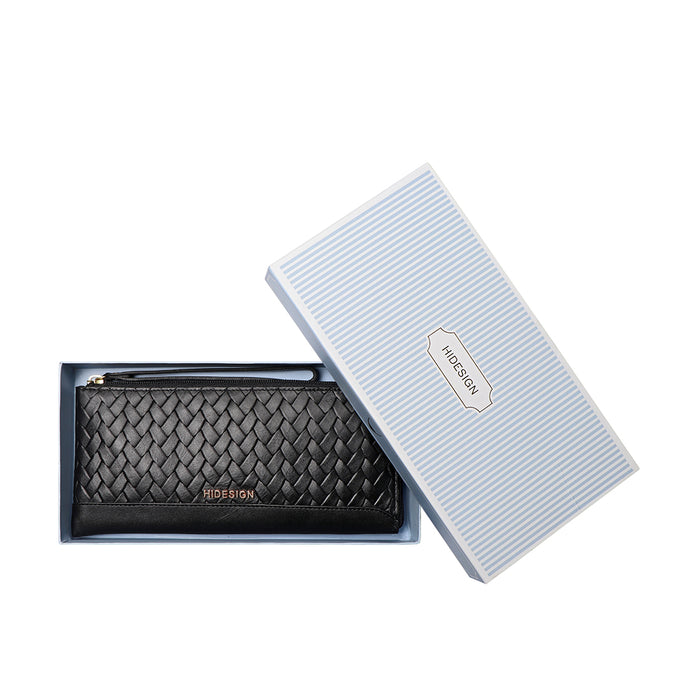 Ee Spruce W3-M Black Leather Zip Around Wallet