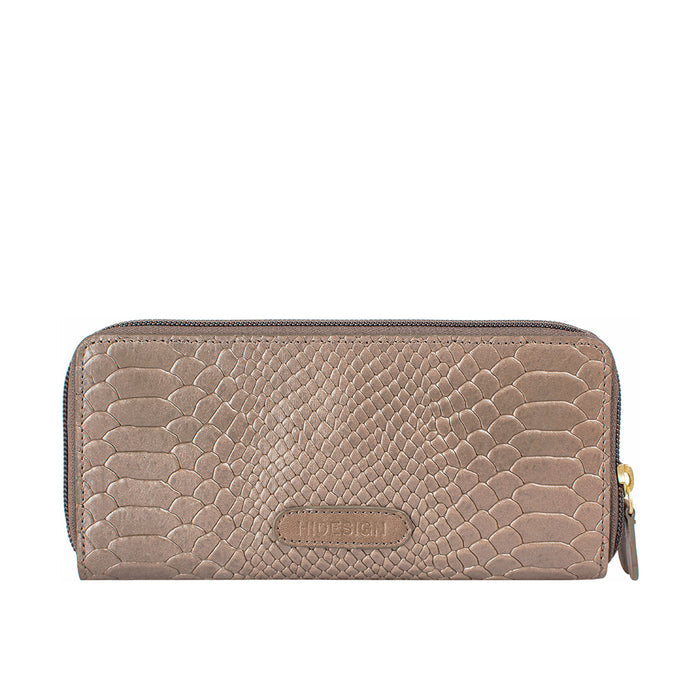 Ee Taurus W2  Grey Leather Double Zip Around Wallet