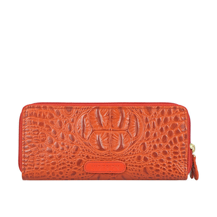 Ee Taurus W2-M Orange Leather Double Zip Around Wallet