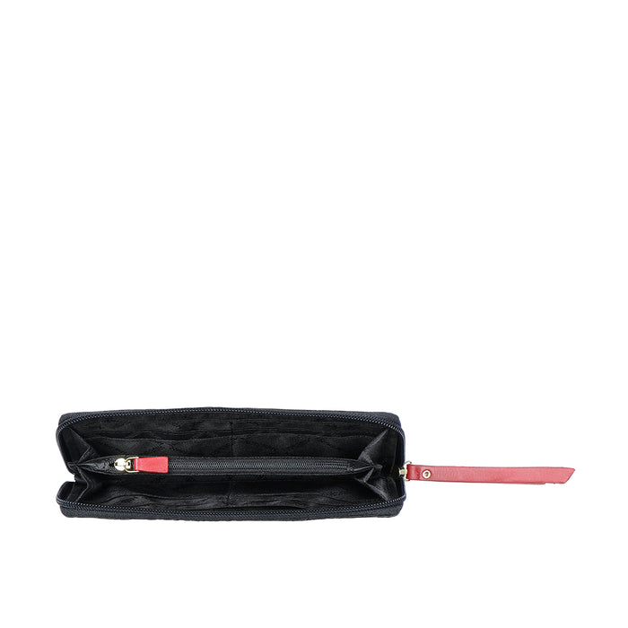 Ee Teresa W1 Black Leather Zip Around Wallet