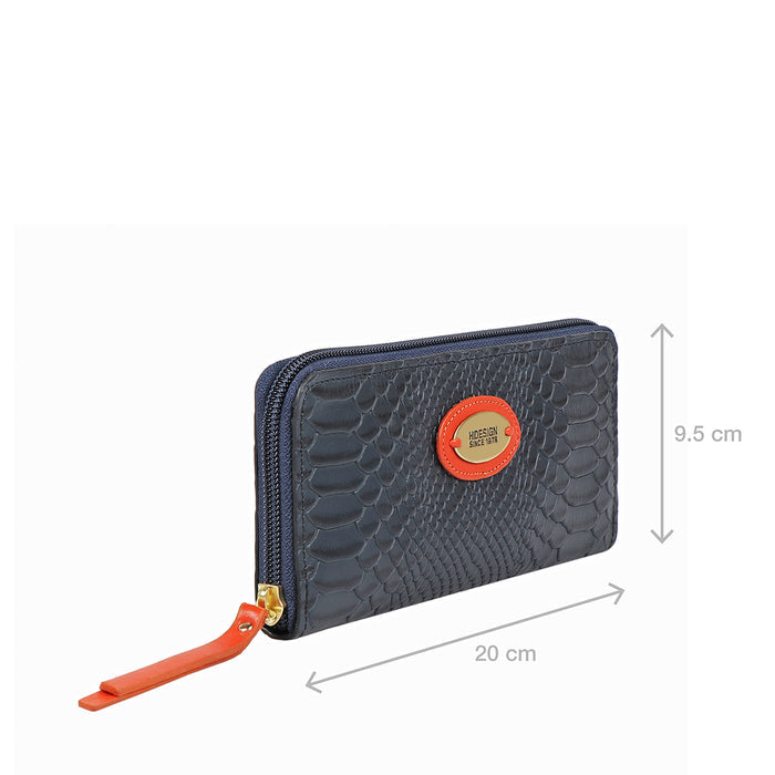 Ee Teresa W1 Blue Leather Zip Around Wallet