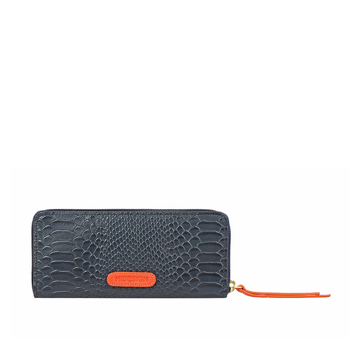 Ee Teresa W1 Blue Leather Zip Around Wallet