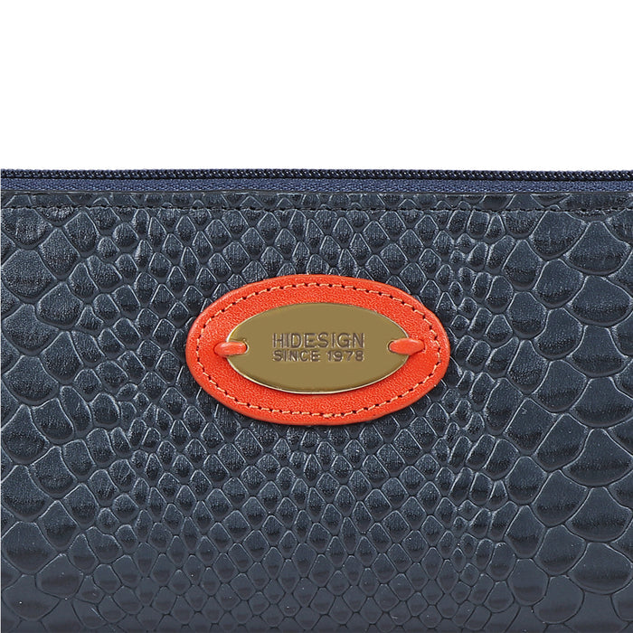 Ee Teresa W1 Blue Leather Zip Around Wallet
