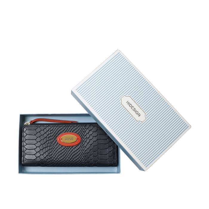 Ee Teresa W1 Blue Leather Zip Around Wallet