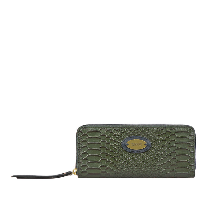 Ee Teresa W1 Green Leather Zip Around Wallet