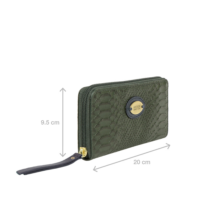 Ee Teresa W1 Green Leather Zip Around Wallet