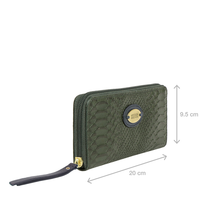 Ee Teresa W1 Green Leather Zip Around Wallet