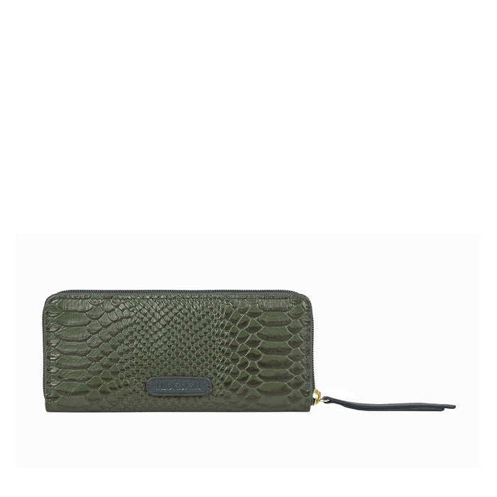 Ee Teresa W1 Green Leather Zip Around Wallet