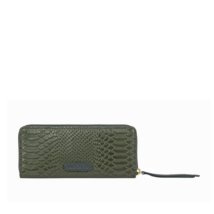 Ee Teresa W1 Green Leather Zip Around Wallet