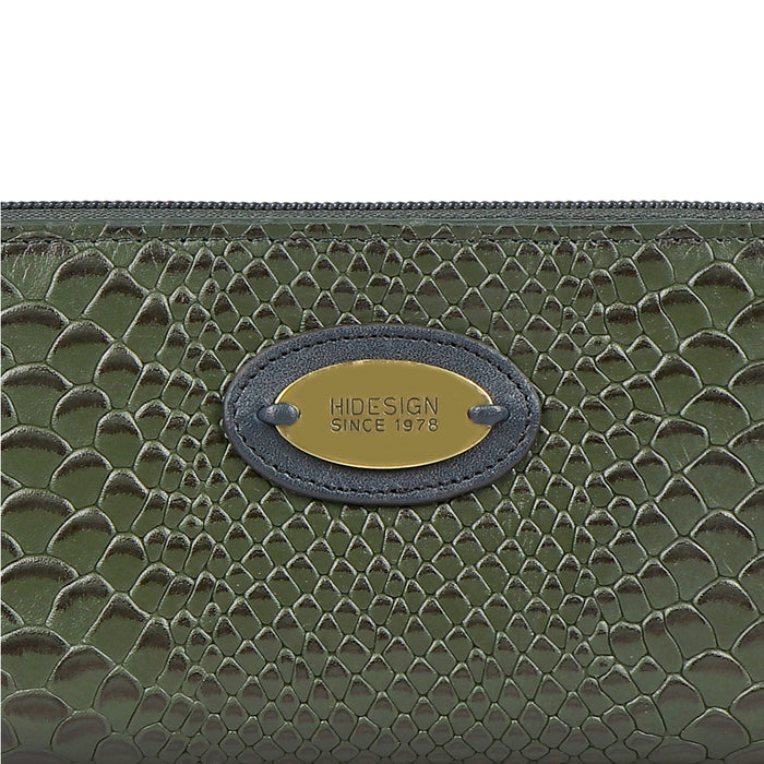 Ee Teresa W1 Green Leather Zip Around Wallet