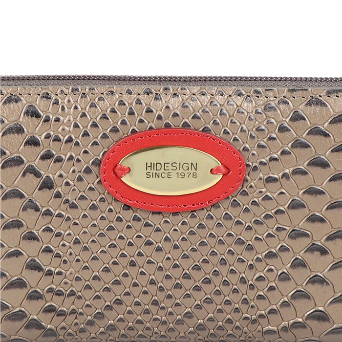 Ee Teresa W1 Silver Leather Zip Around Wallet