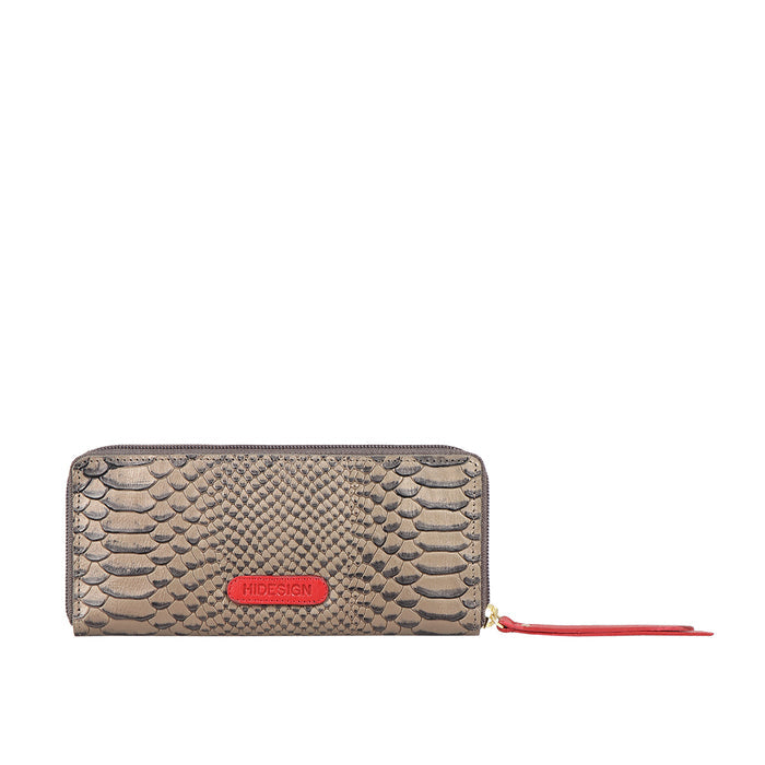 Ee Teresa W1 Silver Leather Zip Around Wallet