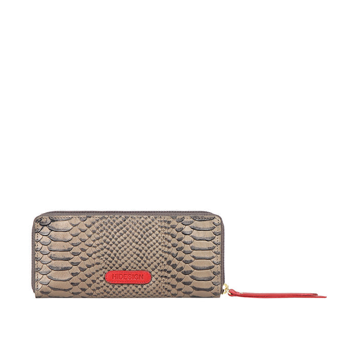 Ee Teresa W1 Silver Leather Zip Around Wallet