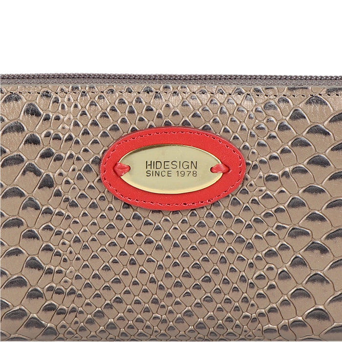 Ee Teresa W1 Silver Leather Zip Around Wallet
