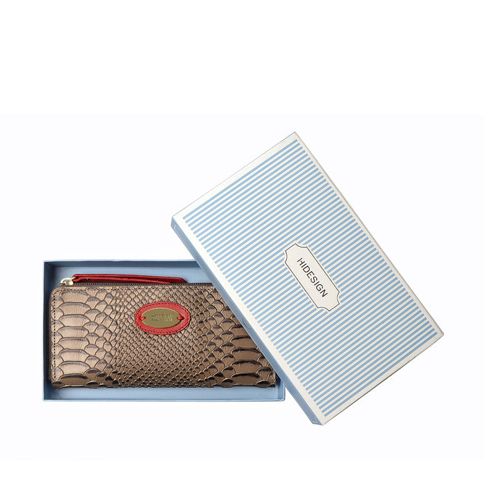 Ee Teresa W1 Silver Leather Zip Around Wallet
