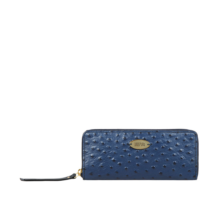 Ee Teresa W2 Blue Leather Zip Around Wallet