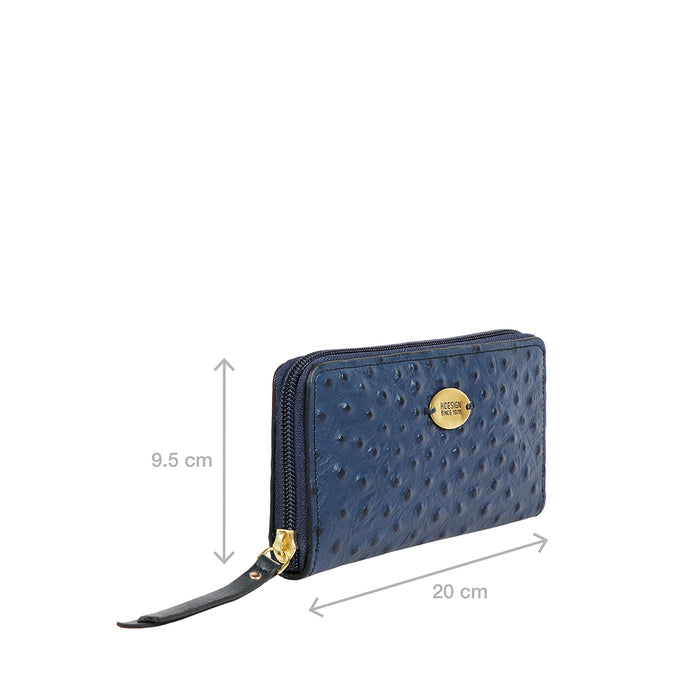 Ee Teresa W2 Blue Leather Zip Around Wallet