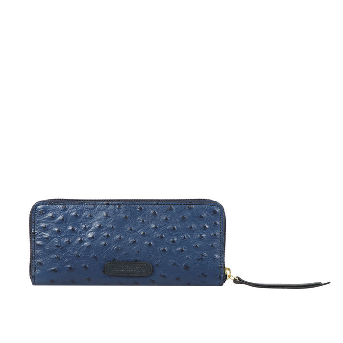 Ee Teresa W2 Blue Leather Zip Around Wallet