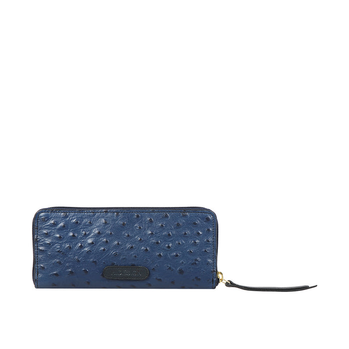 Ee Teresa W2 Blue Leather Zip Around Wallet