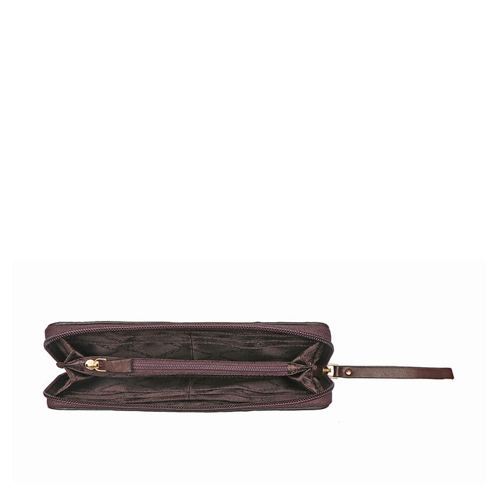 Ee Teresa W2 Brown Leather Zip Around Wallet